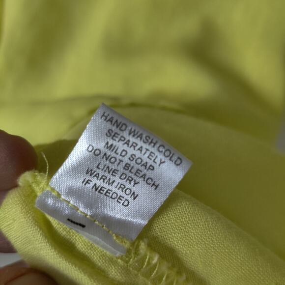 For Cynthia 100% Linen Yellow Neon Button Down Shirt Size M Legenlook Minimalist - Picture 3 of 7